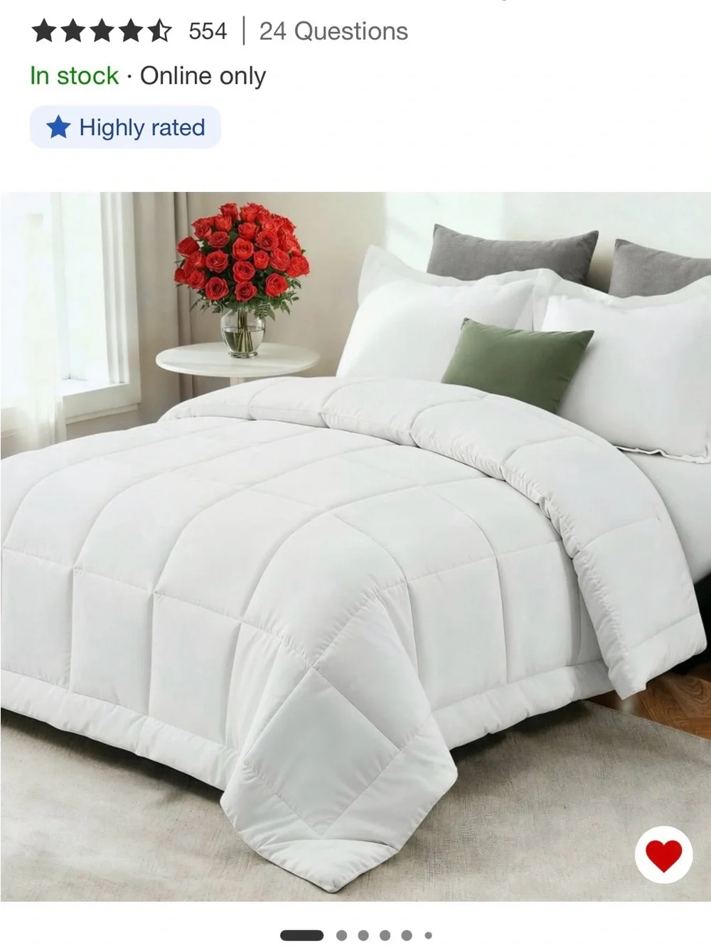 CGK Linens Premium All Season Down Alternative Comforter White King Duvet insert
